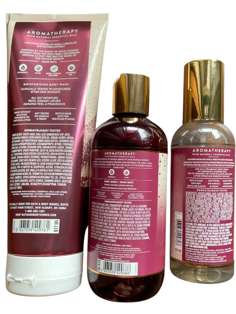 Bath & Body Works Aromatherapy Vanilla + Nutmeg 3-Piece Gift Set New